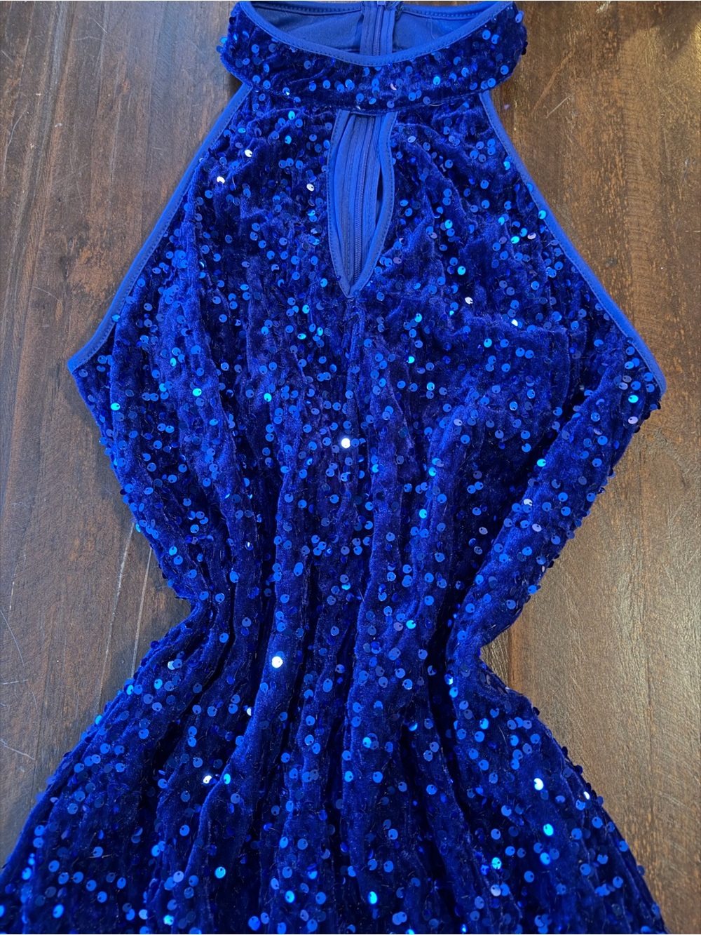 SHEIN Sparkle Halter Keyhole Mini Dress in Royal Blue - L - Picture 5 of 12